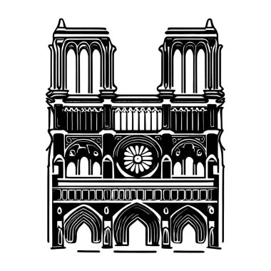 Notre Dame Katedrali beyaz üzerine