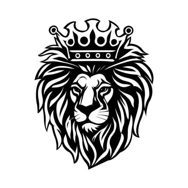 Tête Lion Avec Couronne Icône Sur Blanc — Image vectorielle