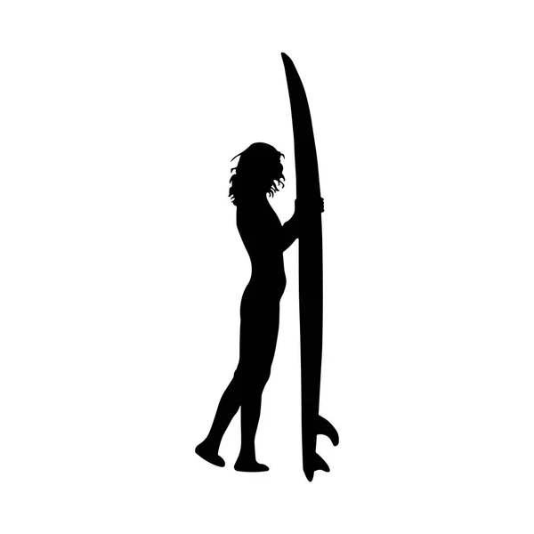 Surfer Woman Surf Board — Stock Vector