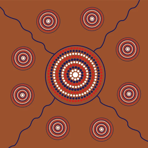 Aboriginal Art Pattern Background — Stock Vector