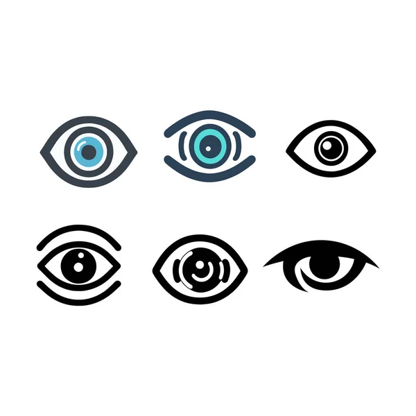 Iconos Los Ojos Establecidos Blanco — Vector de stock