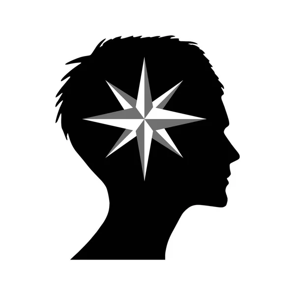 Compass Head Icon White — Stock Vector