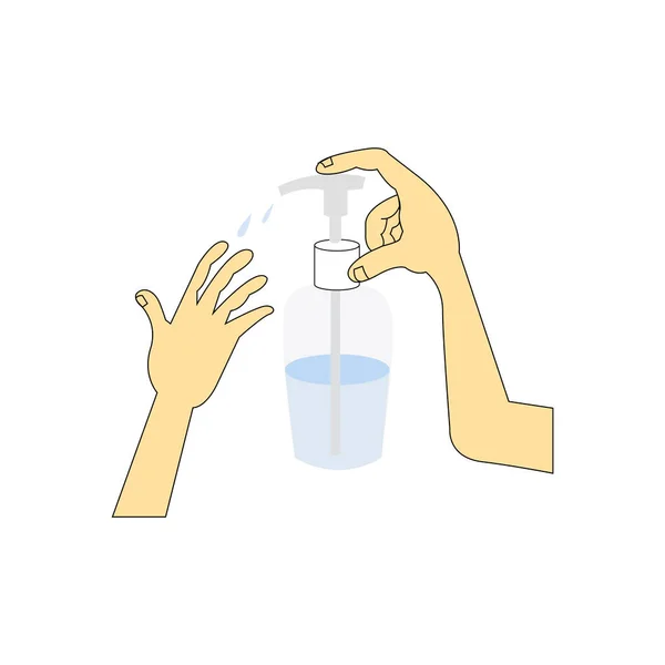 手部清洁剂和手 — 图库矢量图片