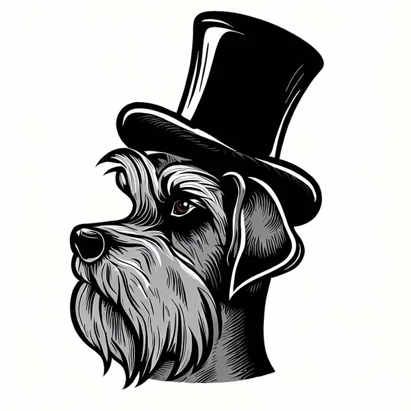 Σκύλος Ψηλό Καπέλο — Διανυσματικό Αρχείο