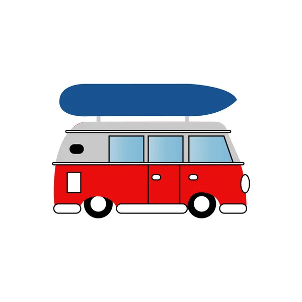 Van Con Tabla Surf — Vector de stock