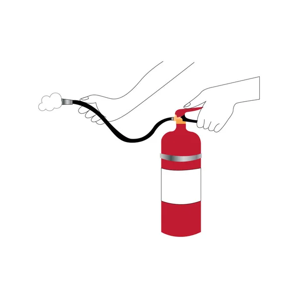 Hands Holding Fire Extinguisher — Stock Vector