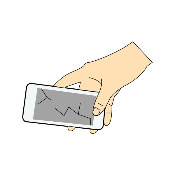 Hand Som Håller Smartphone Vit — Stock vektor