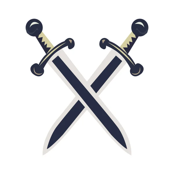 Ikona Zkřížené Meče Logo — Stockový vektor