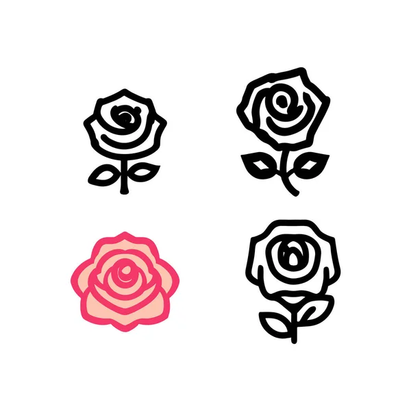 Roses Icons White — Stock Vector