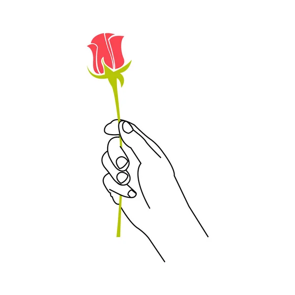Rose Dans Une Icône Main — Image vectorielle
