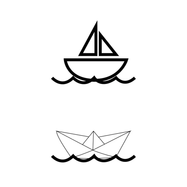 Ikon Perahu Pada Warna Putih - Stok Vektor