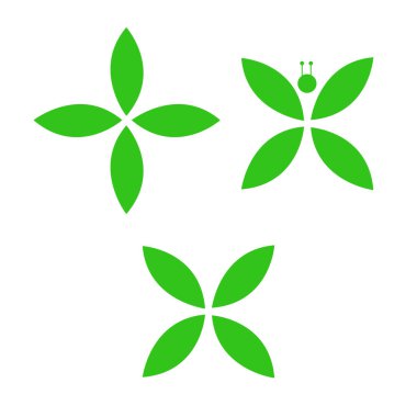 Beyaz üzerine yeşil simgeler