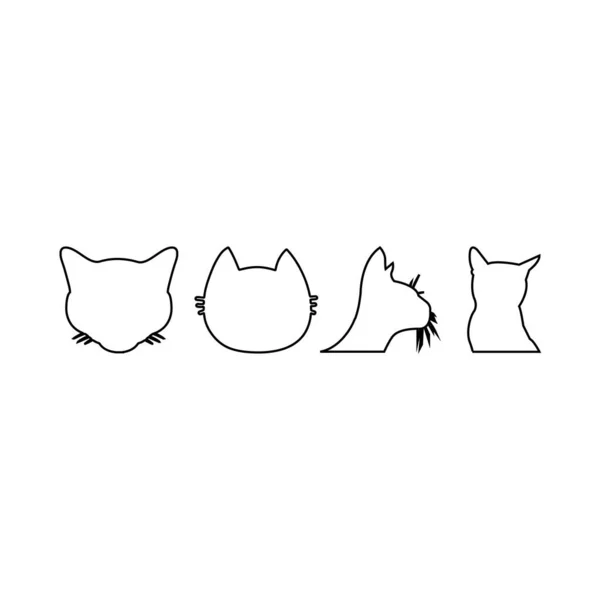 Cat Head Icons Set — Stock Vector