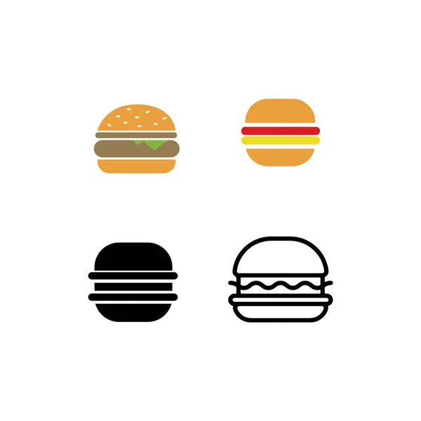 Ensemble Quatre Icônes Burger — Image vectorielle
