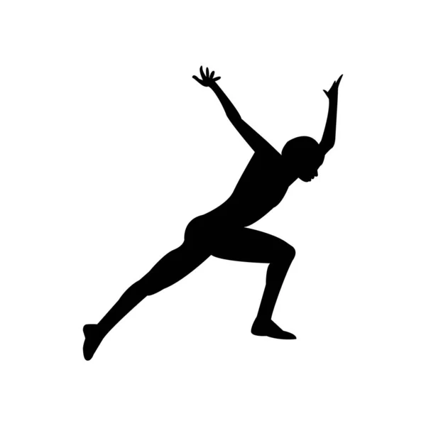 Female Athlete Running Silhouette — Stock Vector