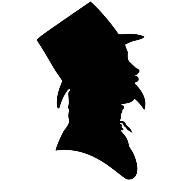 gentleman black silhouette face with cylinder