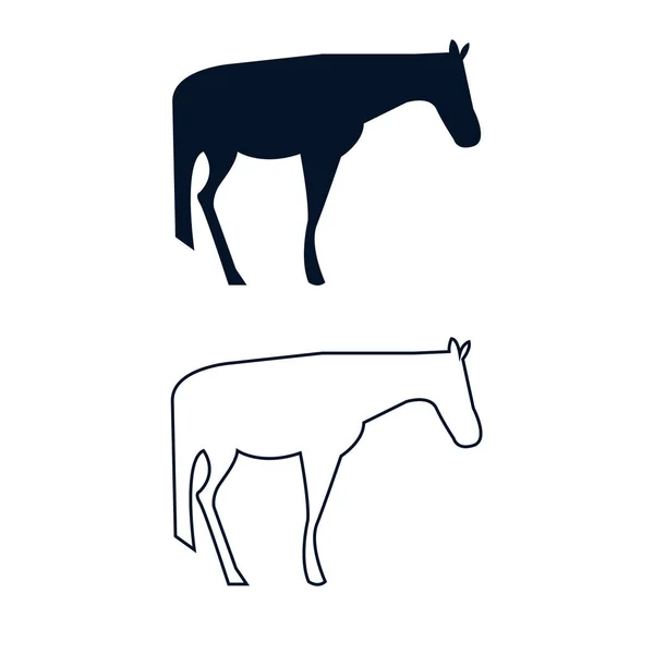 Koní Ikony Bílém — Stockový vektor