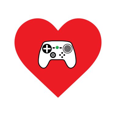 Gamepad kalbi beyaz üzerine