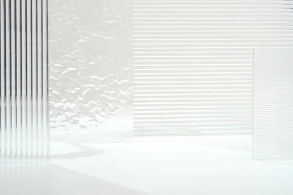 Exhibición Del Producto Del Pedestal Transparencia Fondo Blanco Dominante Alto — Foto de Stock
