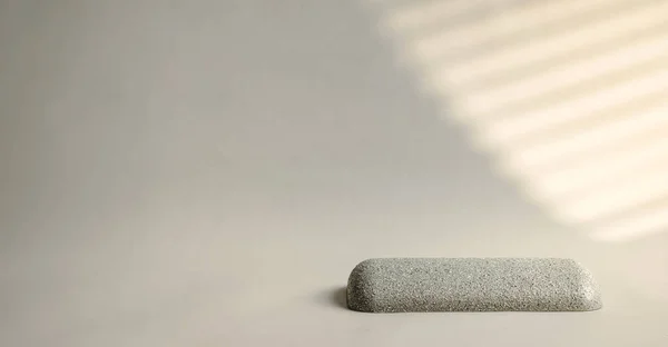 Pantalla Producto Piedra Redonda Mínima Con Luz Solar Ventana Sobre — Foto de Stock