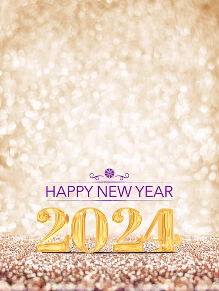 Ευτυχισμένο Νέο Έτος 2024 Απόδοση Χρυσό Χρώμα Χρυσό Φόντο Glitter — Φωτογραφία Αρχείου