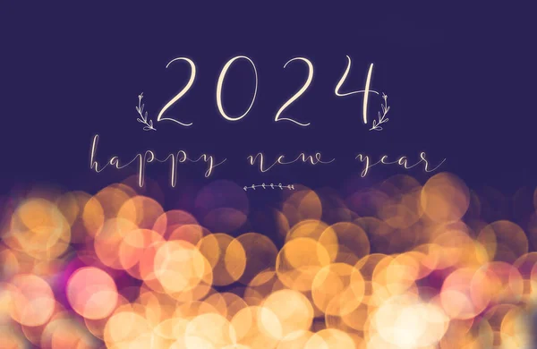 2024 Happy New Year Night Boken Background Holiday Greeting Card — Stock Photo, Image