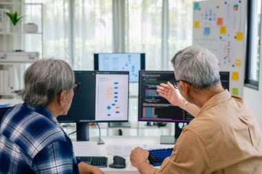 Ofis korsan programında beyin fırtınası ve kodlama projesinde işbirliği yapan geliştiriciler takımı