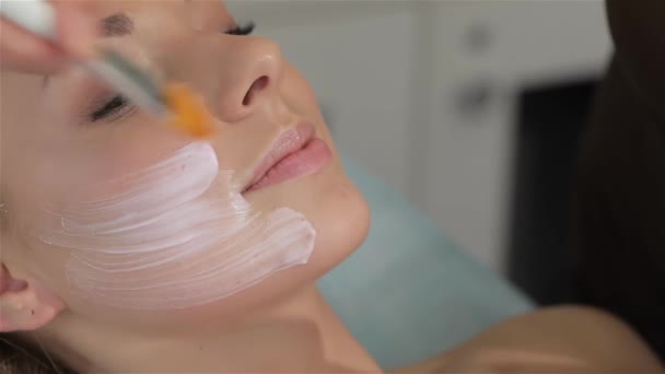 Mâinile Sex Feminin Creaming Femei Confruntă Pensula Cosmetice Centrul Cosmetologie — Videoclip de stoc