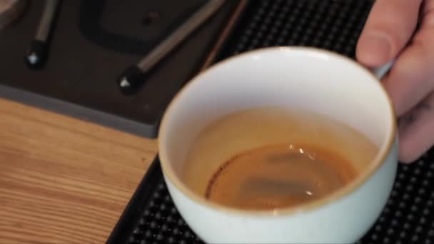 Cómo Hacer Arte Latte Por Barista Enfoque Leche Café Color — Vídeos de Stock