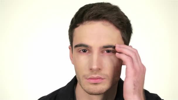 Homme Fait Semblant Devant Miroir Beau Jeune Homme Posant Dans — Video