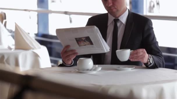 Geschäftsessen Einem Restaurant Café Café Geschäftsteam Bei Einer Kaffeepause Während — Stockvideo
