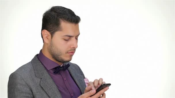 Yaşam Tarzı Insan Kavramı Cep Telefonu Kullanan Genç Adamı Duyguları — Stok video