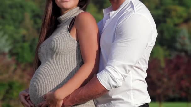 Hamile Çift Için Romantik Anlar Mutlu Bir Çift Çocuk Bekliyor — Stok video
