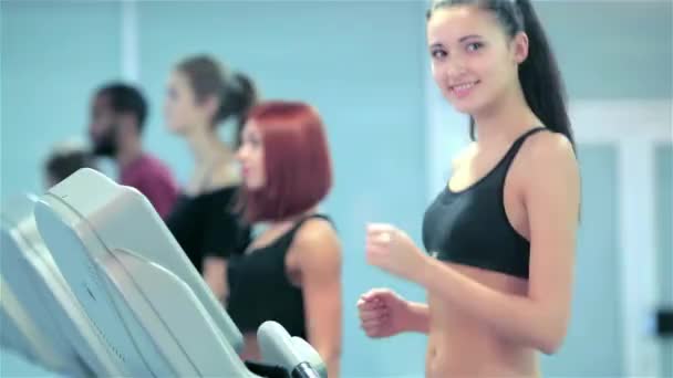 Sport Fitness Gezond Leven Sport Slank Meisje Wordt Uitgevoerd Een — Stockvideo