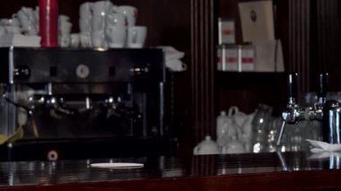 Neşeli bir barmen, dostane bir gülümsemeyle, cilalı tezgahın üzerine köpüklü bir bardak bira koyar, sizi şımartmaya davet eder. Zengin ahşap tonlar tarafından vurgulanan barın sıcak atmosferi, kutlama ve rahatlama için mükemmel bir ortam yaratır.