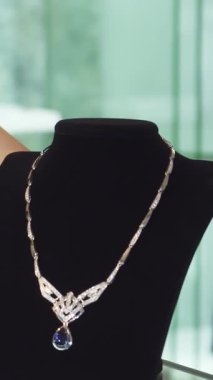 Büyüleyici bir yakın plan, pırıl pırıl kızıl saçlı bir kadını yakalar. Şık bir butikte sergilenen nefes kesici elmas kolyeye hayranlıkla bakarken gözleri sevinçle parıldar. Mücevher mağazasının gösterişli atmosferi cazibesini arttırıyor ve...