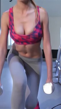 Pembe spor sutyen ve parlak gri taytlı kendini işine adamış genç bir kadın, dinamik bir yükselme egzersizi yaparken kalça kaslarını yoğun bir şekilde çalıştırıyor. Bu atletik Afro-Amerikan spor meraklısı güç yayıyor ve...