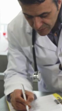 Şirin bir Boston teriyer köpeği inceleme masasında gururla durur. Parlak gözleri merakla parlarken yetişkin bir erkek veteriner arka planda özenle evrak doldurur. Bu iç açıcı sahne güzel bir şekilde...