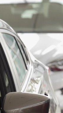 Keskin bir gülümseme ile genç bir adam, modern bir aracın lüks içinde büyülenmiş, canlı bir otomobil galerisinde. Bir otomotiv dünyasının dinamik enerjisini somutlaştıran dost canlısı bir araba satıcısıyla etkileşime girdiğinde heyecanı yayılıyor.