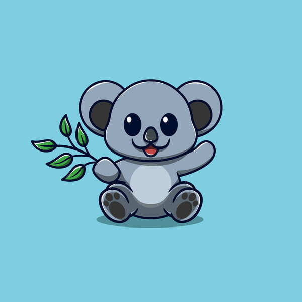 симпатичная коала с карикатурой на эвкалипта