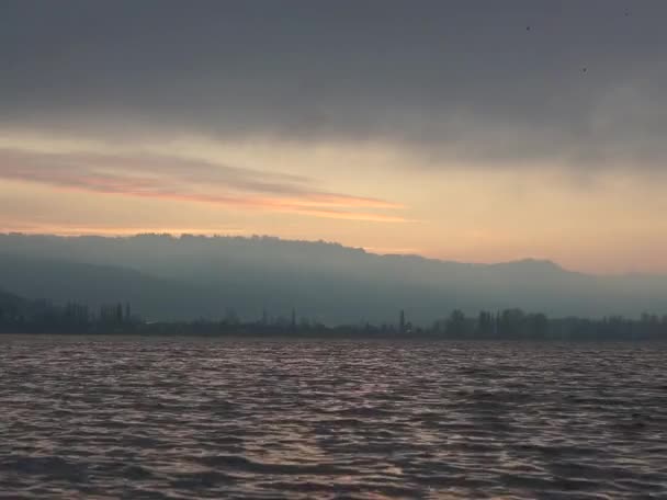 Constance Gölü Günbatımı Kış Manzarası — Stok video