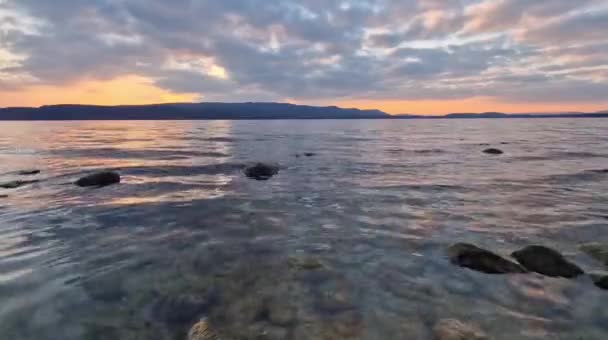 Puesta Sol Lago Constanza Invierno Con Hermosa Atmósfera Nube — Vídeos de Stock