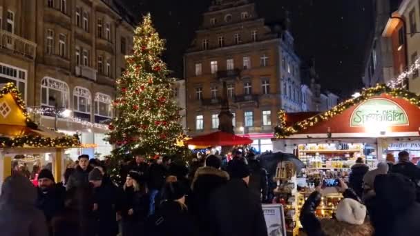 Mensen Lopen Kerstmarkt Constance Aan Het Bodenmeer — Stockvideo