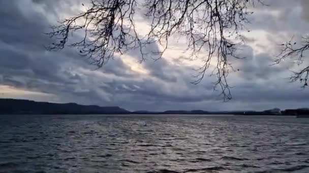 Dramatic Stormy Cloud Atmosphere Lake Constance — Vídeos de Stock
