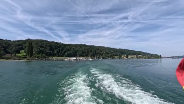 Excursie Barca Frumosul Lac Constance Cerul Albastru — Videoclip de stoc