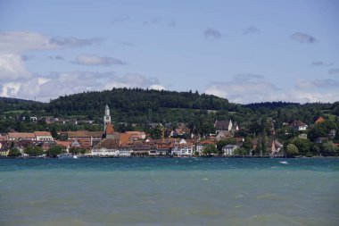 Constance Gölü 'nde ueberlingen yaz tatili panoramik manzarası