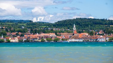 Constance Gölü 'nde ueberlingen yaz tatili panoramik manzarası