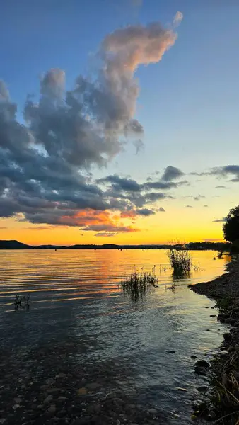 stock image Sunset on the shores of beautiful Lake Constance