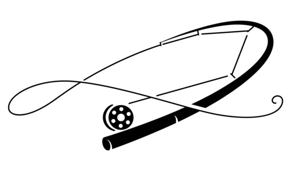 Рибальський Стрижень Малюнок Чорний Рибальський Стрижень Білому Тлі — стоковий вектор