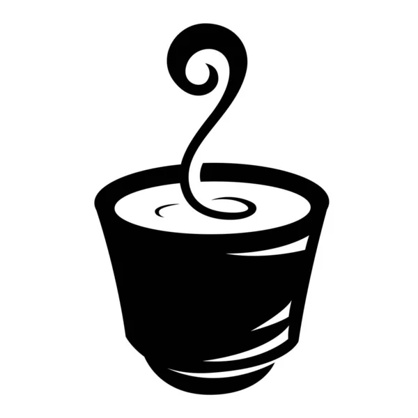 Zeichnung Heißer Tee Tasse Trinken Silhouette Auf Weißem Hintergrund — Stockvektor
